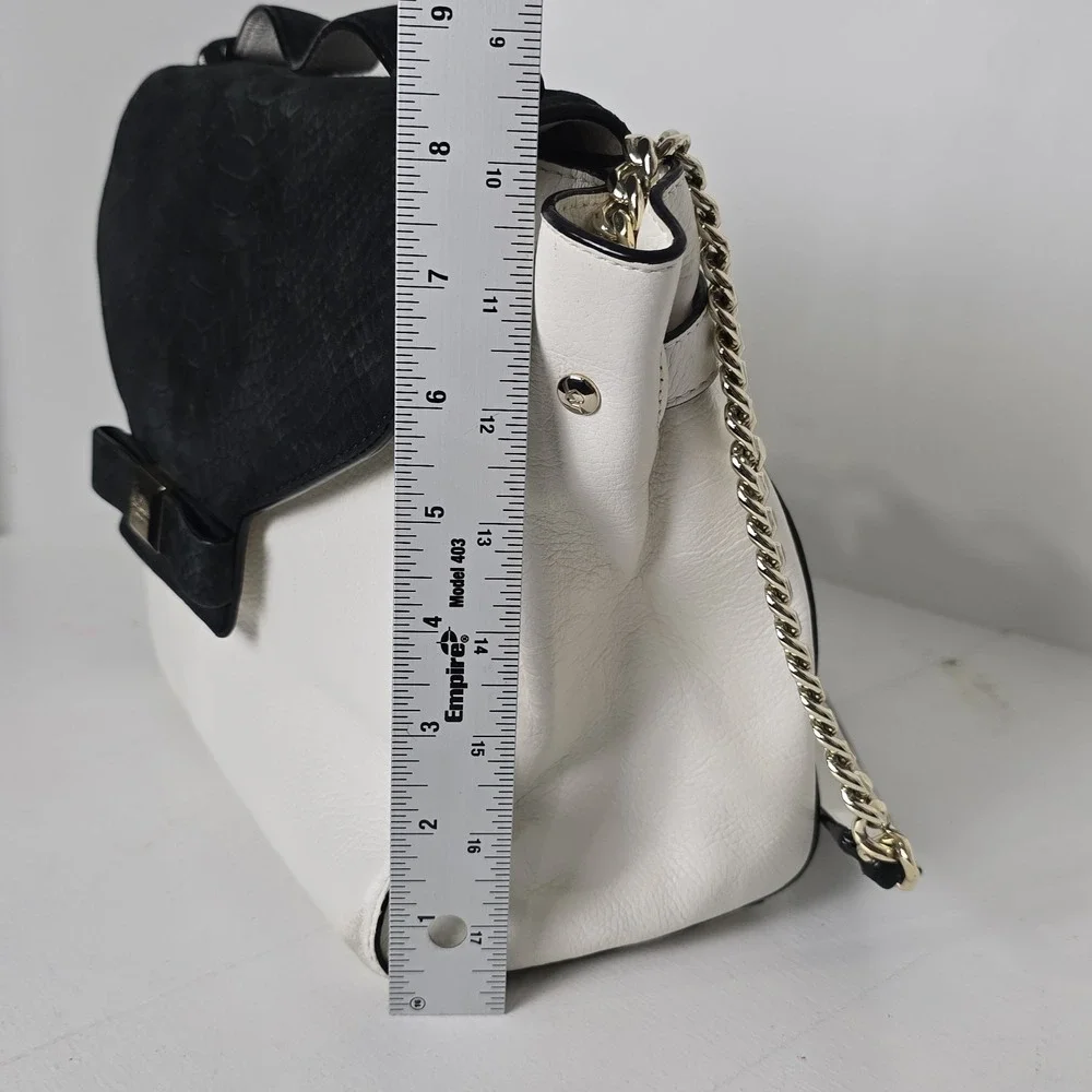 Kate Spade Cement Black Leather Shoulder Purse Chain Strap Magnetic Flap Closure